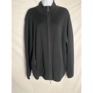 St. Croix Knits Wool Blend Full-Zip Knit Jacket Black Women’s Medium